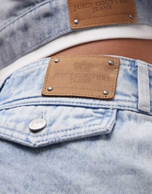 Juicy Couture - Mini-jupe d'ensemble plissée en jean avec logo et strass - Bleu clair délavé, 4 de 5