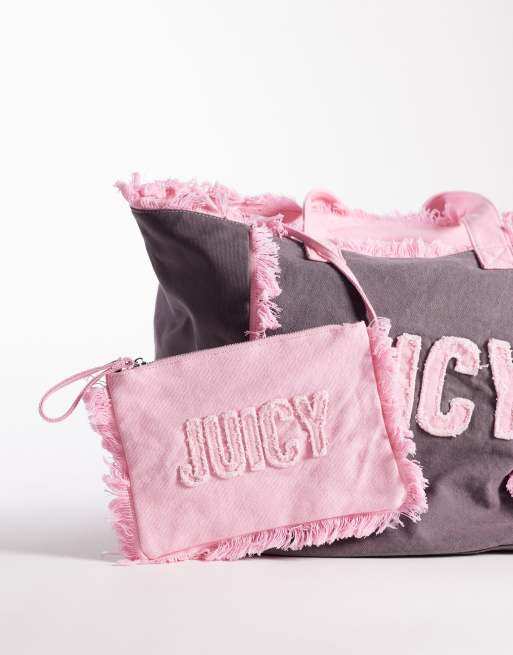 Juicy Couture - Mirna - Grand cabas de plage à logo stle années 2000 - Marron/rose, 4 de 4