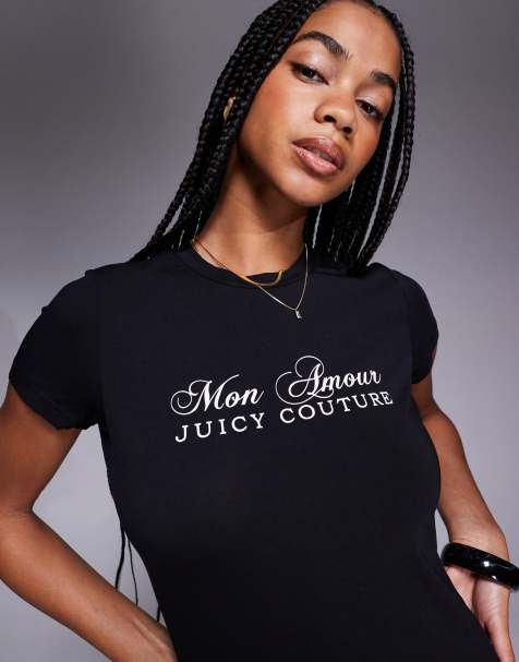 Juicy Couture mon amour fitted baby t-shirt in black - view 1