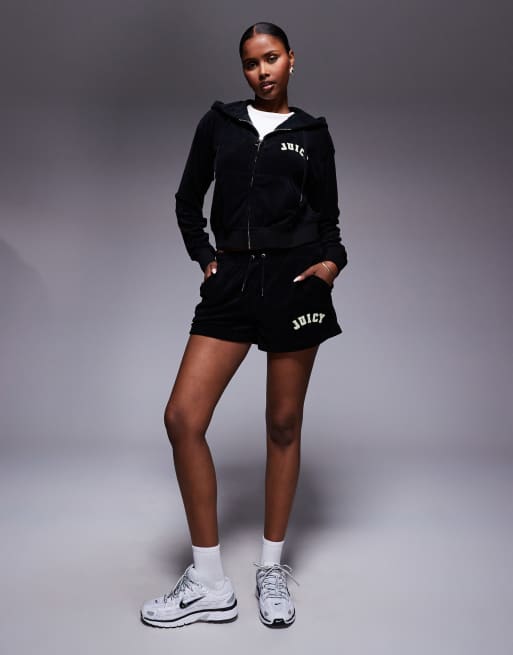 Juicy Couture - Nala - Oversized cropped universiteitshoodie in zwart, 4 van 4