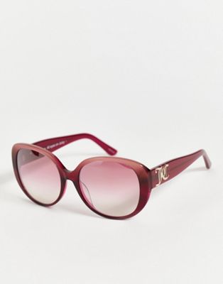 Juicy Couture oversized round sunglasses in pink glitter