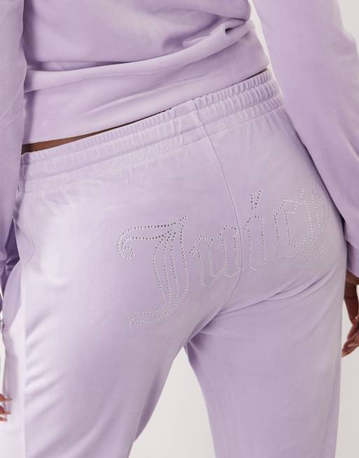 Juicy Couture - Pantalon de jogging ample d'ensemble en velours à taille basse et logo à strass - Lilas, 4 de 5