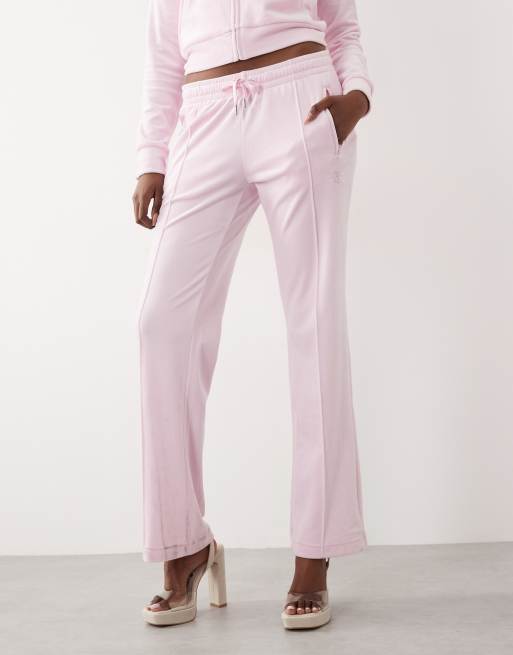 Juicy Couture - Pantalon de jogging ample d'ensemble en velours à taille basse et logo à strass - Rose pastel, 3 de 5