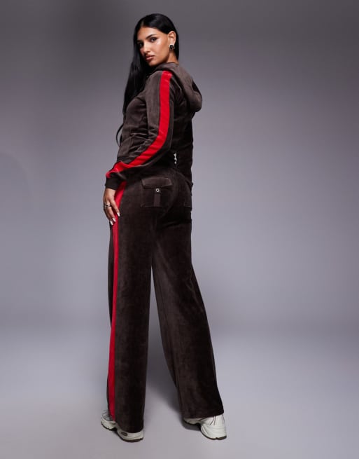 Juicy Couture - Pantalon de jogging droit d'ensemble en à bande logo - Rouge/marron, 4 de 5