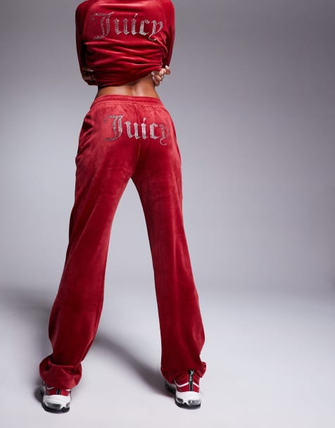 Juicy Couture - Pantalon de jogging droit d'ensemble en velours - Rouge - view 1