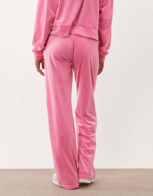 Juicy Couture pantaloni jogger dritti coordinati con logo in strass rosa acceso, 5 di 5