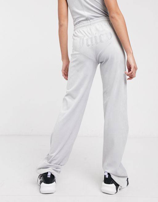 Juicy Couture - Pantaloni sportivi in velour grigi con strass