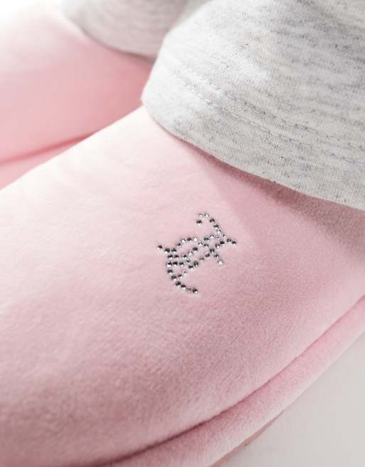 Juicy Couture - Pantofole imbottite in velour color rosa confetto, 3 di 4