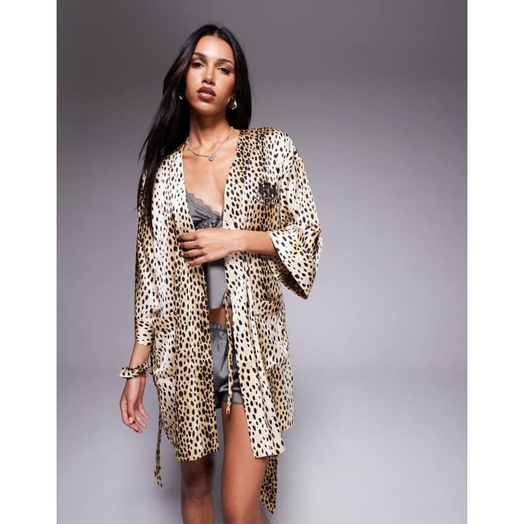 Top Imprimé Guépard Marron ESSENTIALS By MILANO - Taille L - Manches 3/4 Boutonnage Devant
