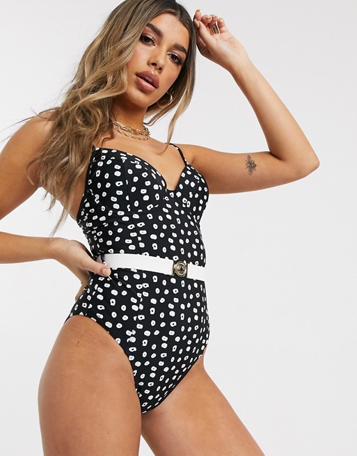 Juicy Couture polka dot logo band swimsuit
