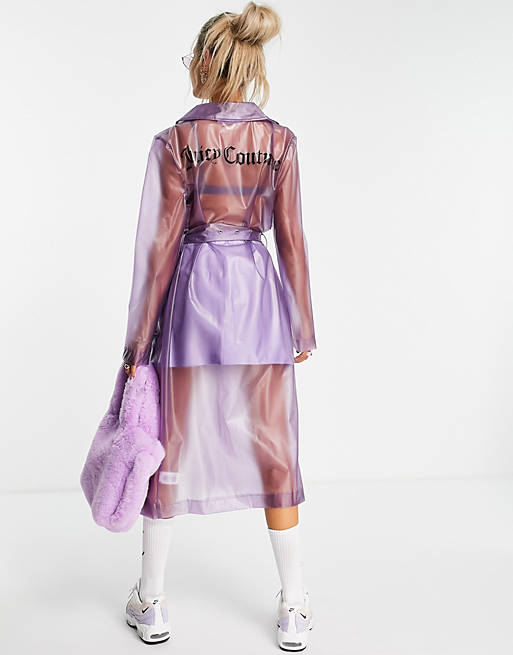 Juicy Couture premium rain coat with double logo in purple | ASOS