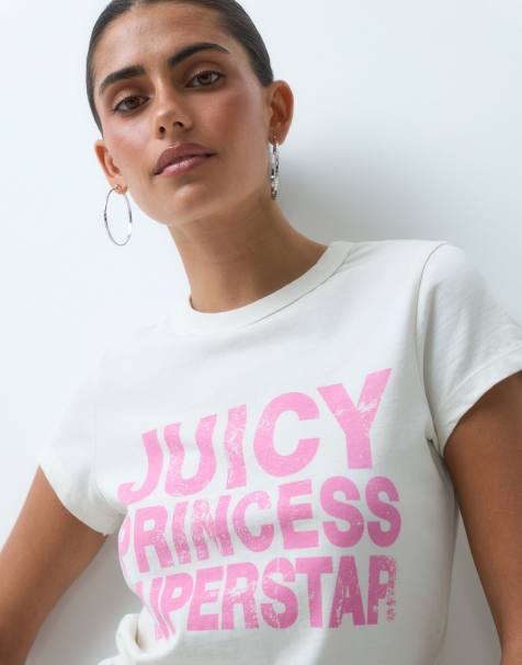 Juicy Couture princess-logo Hilton T-shirt i hvid og pink - view 1
