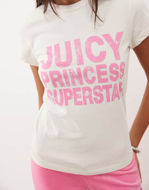 Juicy Couture princess logo Hilton t-shirt in white & pink, 3 of 4