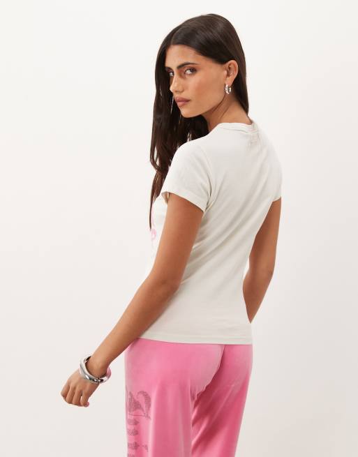 Juicy Couture princess logo Hilton t-shirt in white & pink, 4 of 4