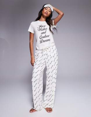Juicy Couture - Pyjama in Cremeweiß mit „Wishes and Dreams"-Print
