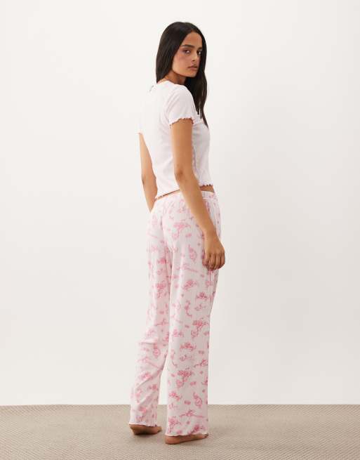 Juicy Couture pyjamaset met rozenprint, ribstructuur en korte mouwen in roze, 4 van 4