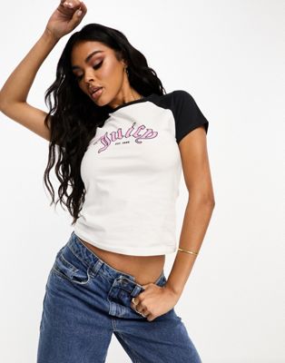 Juicy Couture raglan t-shirt with collegiate logo in white