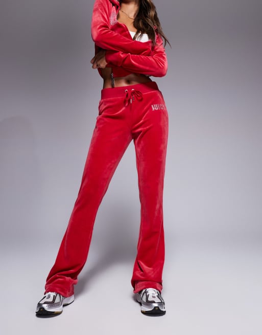 Juicy Couture - Røde joggingbukser med rhinstenslogo i velour - Del af sæt , 4 af 5