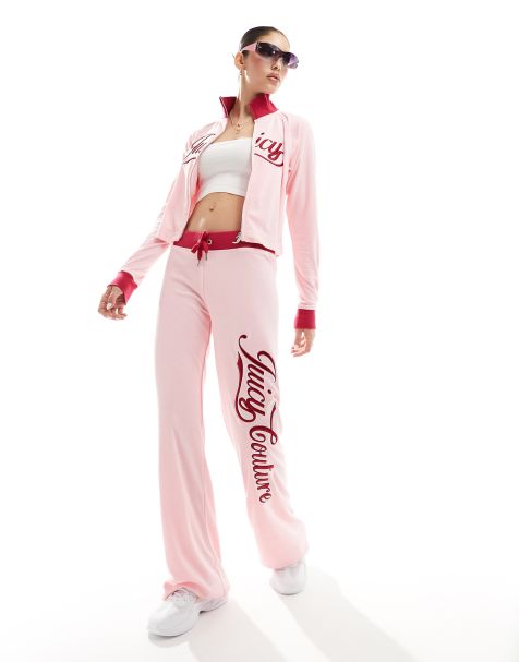 Juicy Couture retro towelling flare tracksuit bottoms in candy pink (part of a set) - view 1