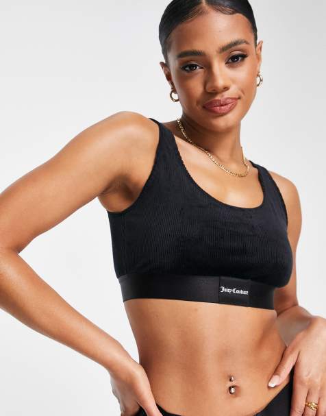 Juicy Couture - Ribstrikket sort bralette i velour - Del af sæt - view 1