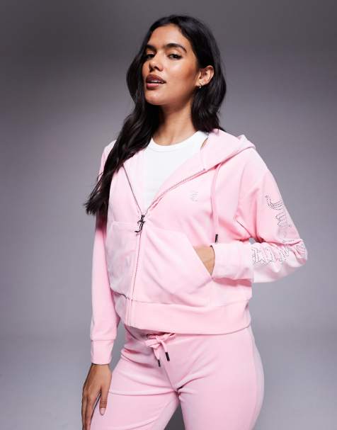 Juicy Couture - Ruimvallend hoodie met rits in roze, deel van co-ord set - view 1