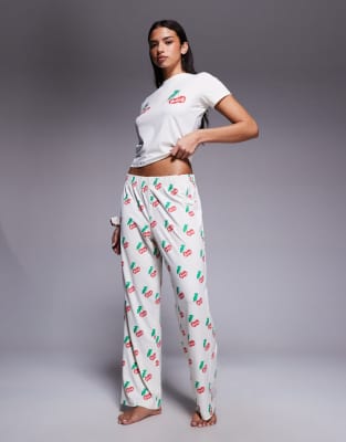 Juicy Couture - Schlafanzug in Creme mit Kirschmuster-Weiß