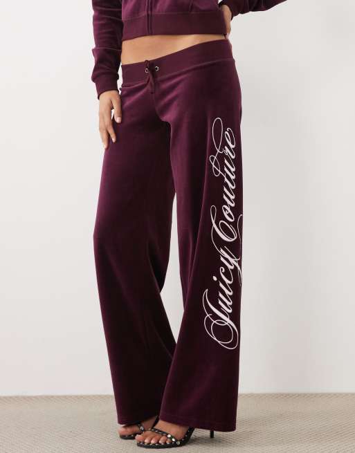 Juicy Couture scriptlogo rebelle straight leg jogger in wijnrood, 3 van 5