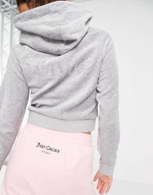 Juicy couture diamante discount logo velour hoodie