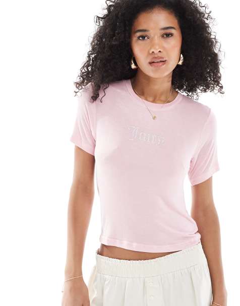 Juicy Couture Sheer fitted tee in pink - view 1