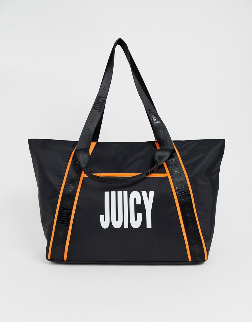 Juicy Couture - Shopper con fettuccia firmata-Nero