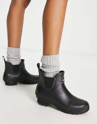 Juicy Couture short wellington boots with rubber patch logo in black | ASOS