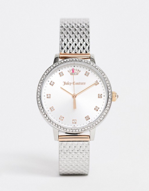 Juicy Couture Silver Watch with Crown Logo Detail