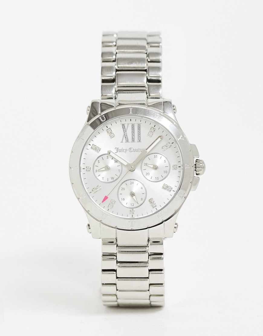 Juicy Couture – Silverfärgad klocka med rund urtavla med strass