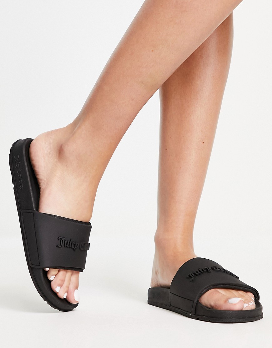 juicy couture sliders with logo in black