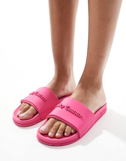 Juicy Couture - Slippers met logo in felroze
