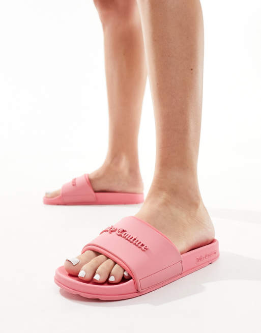 Juicy Couture - Slippers met logo in roze limonade