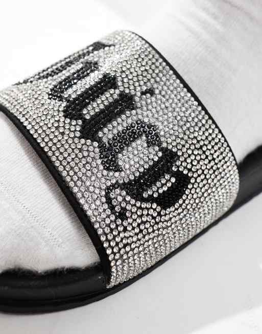 Juicy Couture - Slippers met siersteentjes in zwart, 2 van 4