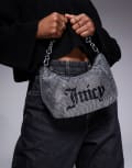 [Juicy Couture] Juicy Couture small diamante logo shoulder bag in black/silver One Size BLACK/FUME