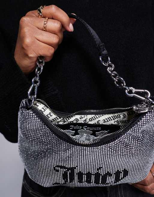 【JUICY COUTURE】small diamante logo shoulder bag ※送関込 Juicy Couture small diamante logo shoulder bag in black