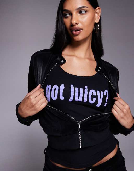Juicy Couture - Sort ribstrikket top med 'Got Juicy'-logo, 4 af 4