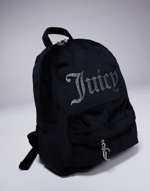 Juicy Couture - Sort rygsæk med logo i velour, 4 af 4