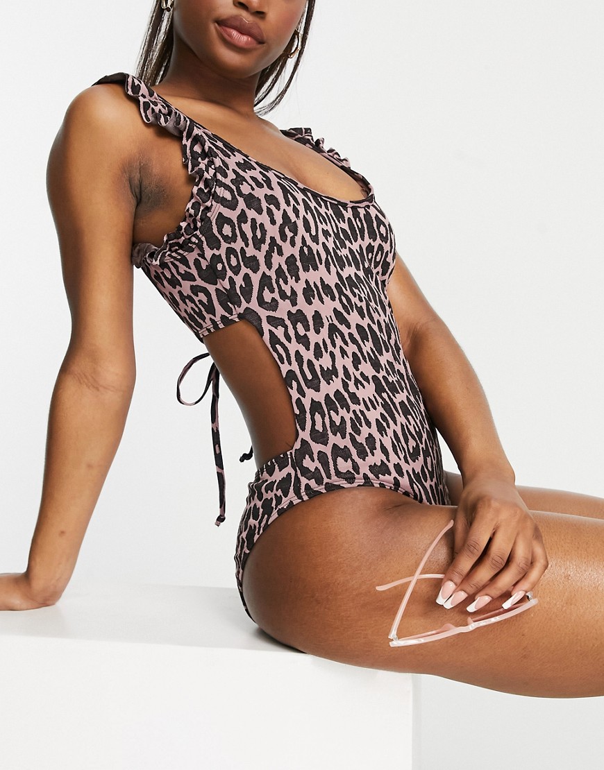 Juicy Couture spirit animal open back swimsuit in leopard print-Multi
