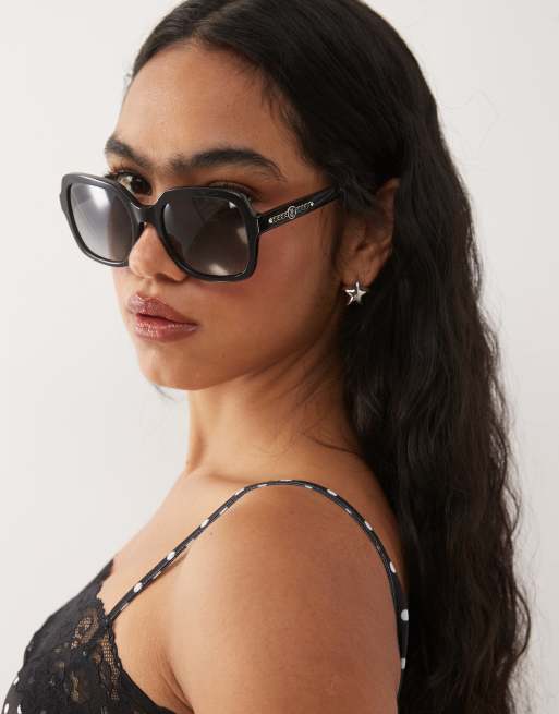 Juicy Couture square sunglasses in black glitter, 3 of 3