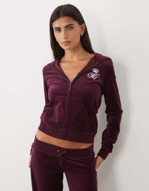 Juicy Couture - sudadera con capucha y cremallera Robyn script logo rebelle en color vino - view 1