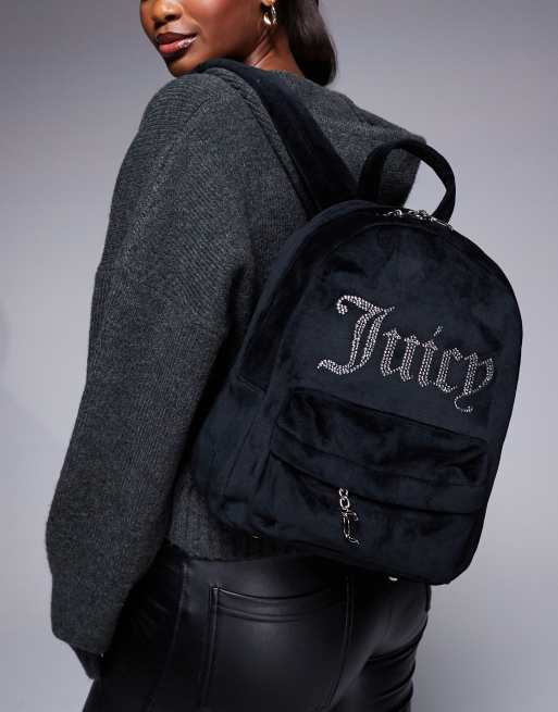 Juicy Couture – Svart ryggsäck i velour med logga