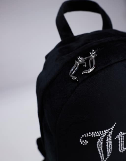 Juicy Couture – Svart ryggsäck i velour med logga, 3 av 4