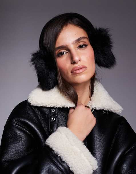 Juicy Couture – Svarta, fluffiga öronmuffar - view 1