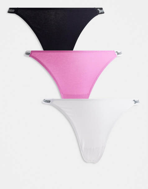 Juicy Couture – Svarta, rosa och vita stringtrosor med logga, 3-pack - view 1