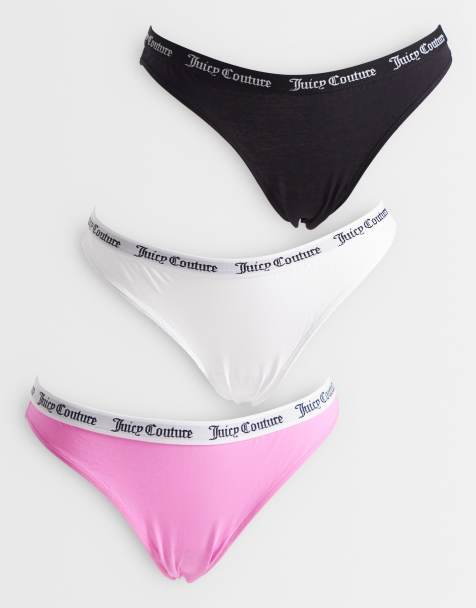 Juicy Couture – Svarta, rosa och vita trosor med logga, 3-pack - view 1