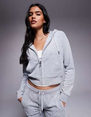 Sweat à capuche d'ensemble en molleton à fermeture éclair - Gris XL